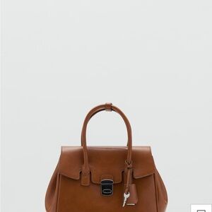 Mango Small City Handbag (with strap) in Cognac